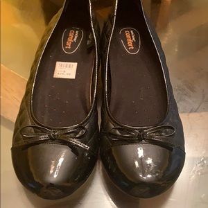 Black patten leather flats